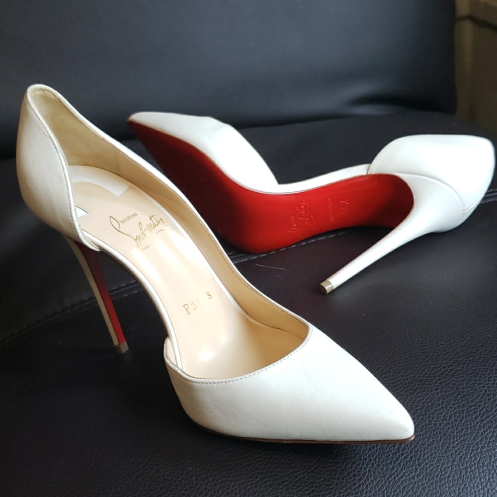 Christian Louboutin heels, color WHITE, style Iriza, size 36.5